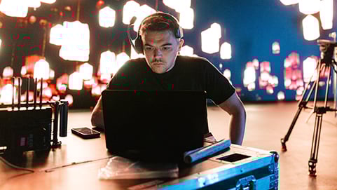 production team member working in studio