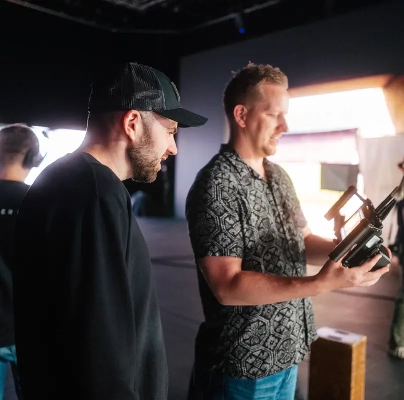 Video production team members on site