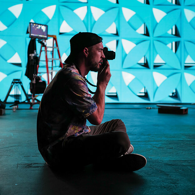 production team member taking pictures