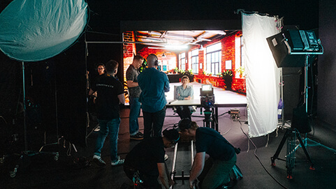 film set with lighting