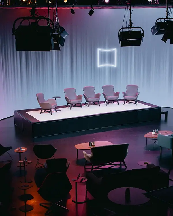 Forge Virtual Studios Studio A configured for a live streamed event